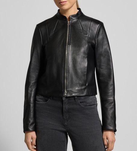 Blouson cuir noir femme motard