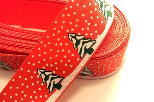 Ruban polyester rouge - polyester, motif