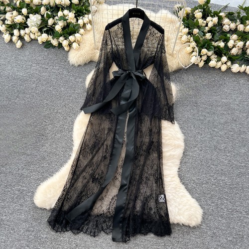 Femme dentelle fine kimono - dentelle,