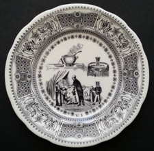 SUPERBE ASSIETTE PARLANTE en FAIENCE DE GIEN "Rebus" N°5