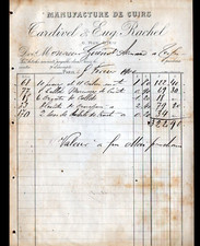 PARIS (X°) TANNERIE / CUIRS pour SELLIER "Eugène RACHEL" Facture en 1911