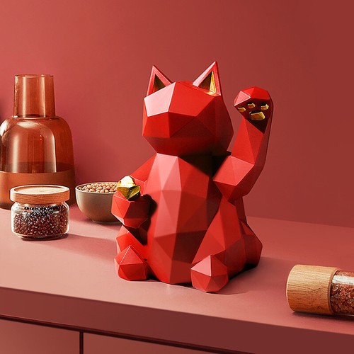 Géométrique lucky cat statue - géométrique,