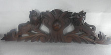 Fronton d'Armoire vers 1900 2 LIONS et Blason fantaisie bon état 59cmX17cm haut