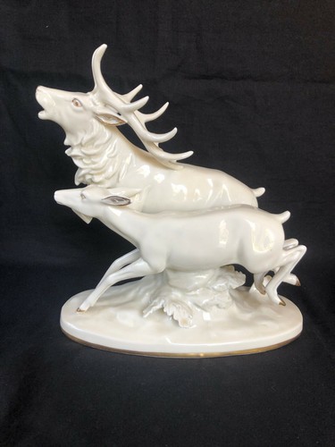 Paire cerfs porcelaine - de,