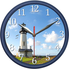 Lighthouse 8" Wall Clock with Sea Gull Sound - Stylish Home Decor