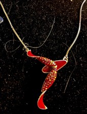 SUPERBE COLLIER SWAROVSKI AUTHENTIQUE CRISTAUX ET EMAIL ROUGE RUBIS ETAT NEUF