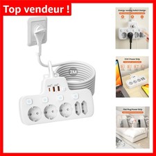 Multiprise Plate 5 Prises et Interrupteur Individuel, Idéale Derrière Meubles