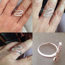 Superbe Bague ZIG-ZAG argent massif poinçon 925 avec des Zircons T 54 BIJOU NEUF