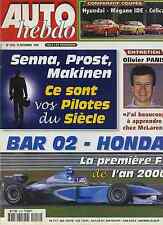 AUTO HEBDO n°1218 15/12/1999 BAR 02 HONDA MEGANE coupé IDE SENNA PROST