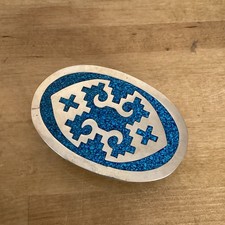 Boucle De Ceinture Argent Alpaca Mexicaine A Picot Vintage Turquoise Incrustée