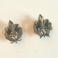 Ancienne paire de Boutons de Manchette - Lauriers et Fleurs de LYS - Métal Arg.