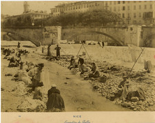 France, Nice, Lavandiéres du Paillon Vintage albumen print, France  Tirage a