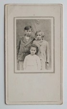 Frère 2 petites soeurs fraterie studio extérieur cadre - Photo ancienne snapshot
