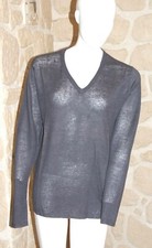 Pull gris/bleu col V neuf