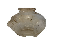 Tirelire à casser  ancienne en verre pressé transparente  forme cochon