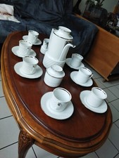 Service à café  Bavaria 1950 en porcelaine blanche  liseré argent Signé Schirndn