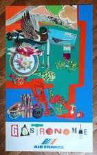 AFFICHE AIR FRANCE Originale 1981 "GASTRONOMIE" par BEZOMBES Dim. 100 x 60 cm