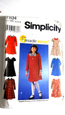 Patron De Couture Simplicité 7804 Robes Pour Filles Tailles 12 14 16 Non Découpé