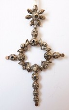 Croix OR + argent + diamants bijou normand régional 19e gold diamond cross