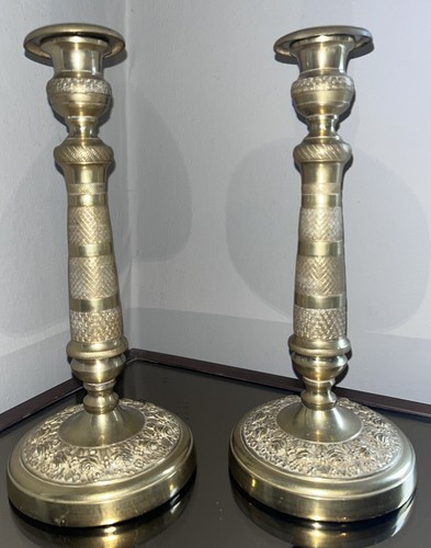 Paire bougeoirs anciens - de,