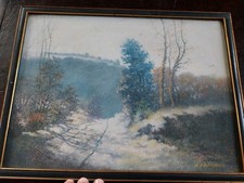 PEINTURE ANCIENNE POINTILLISME GOUACHE SUR PAPIER A IDENTIFIER SIGNEE PAYSAGE 