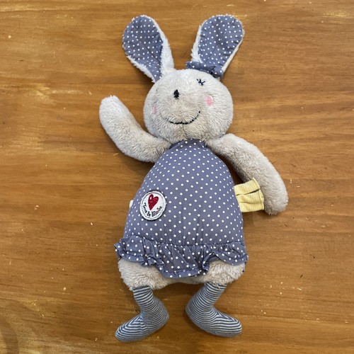 Doudou peluche lapin gris robe - gris,