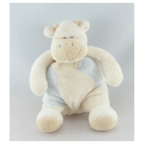 Doudou vache blanche bleu - blanche, et