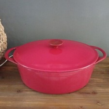 COCOTTE EN FONTE EMAILLEE VINTAGE ROUGE DOUFEU COUSANCES N°16 ovale Lecreuset