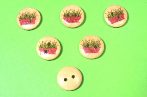 Lot boutons bois rond - 6, :