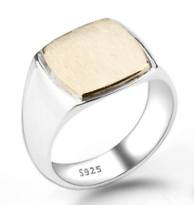 Bague chevalière homme argent massif 925 pas cher Bicolore doré tendance