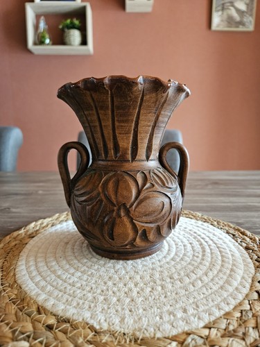 Vase marron scarifié - vase,