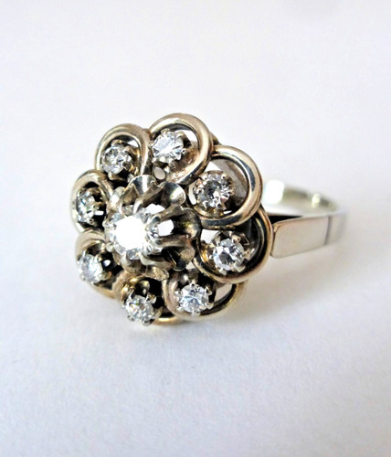 Bague diamants marguerite - bague, or