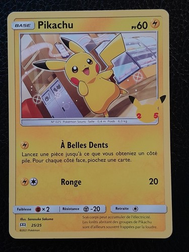 Carte pokémon pikachu - carte, 25/25
