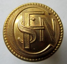 Bouton bombé en métal doré : SNCF, Société Nationale des Chemins de Fer Français