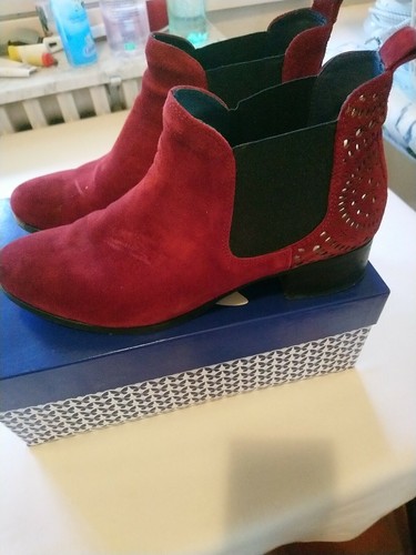 Bottines cuir nubuck rouge - bottines,