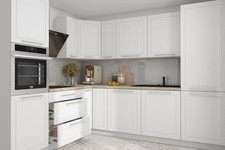 Cuisine En L KVANTUM Plan De Travail 230x270cm Façades MDF Blanc Mat REJS Vo