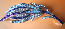 VINTAGE Bijou BROCHE métal doré perles de verre  strass brillants 