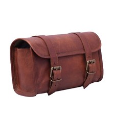 Sac De Selle Arrière En Cuir Marron Pour Vélo