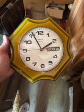 Vintage Horloge de Cuisine VEDETTE en Céramique Murale Quartz Déco Rétro 70's