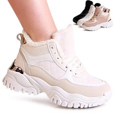 Chaussures Femme Plateforme Baskets Semelle Compensée Grosse Laine Basses