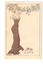 Lot 7 CPA Lucien ROBERT - Les sept péchés capitaux. Très belle série ART NOUVEAU