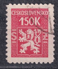 TCHÉCOSLOVAQUIE 1945 SC#O 04 UTILISÉ 1,50k st, TIMBRES OFFICIELS, armoiries.