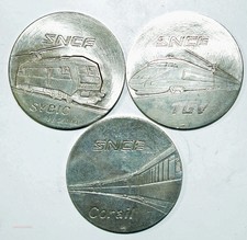 (FR1) Médailles SNCF: CORAIL, SYBIC BB 26000, TGV. + Valence bouge p1287/17