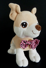 74. DOUDOU PELUCHE CHIEN Mallorca Beige blanc noeud papillon rose noir 20cm TTBE