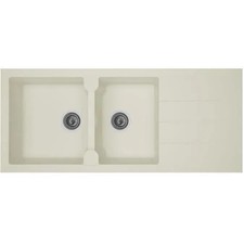 STRADOUR Evier cuisine a encastrer 2 bacs + 1 égouttoir Aloa - Résine - 116 x...
