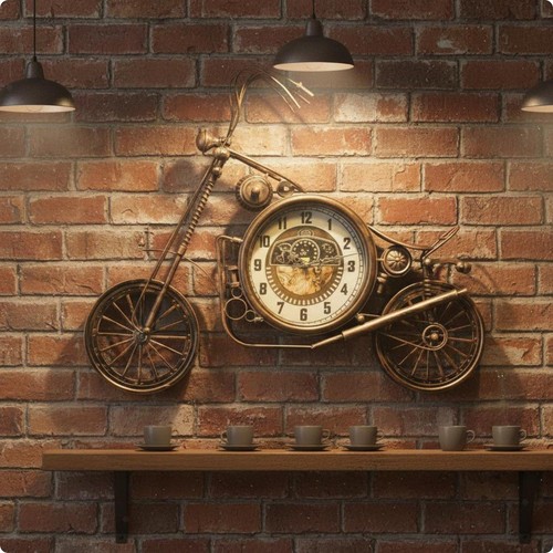 Horloge murale moto fer - horloge, en