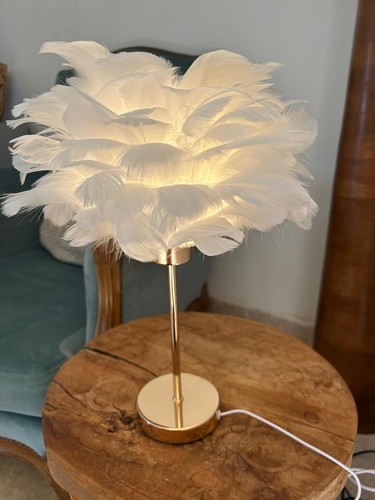 Lampe poser dorée plume - lampe, à