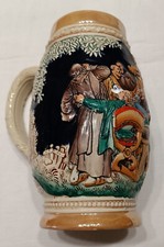 ANCIENNE CHOPE A BIÈRE DE COLLECTION Motif en Relief  En Grès Vintage 1970