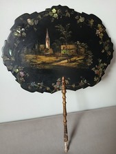 Ancien éventail /écran en laque nacrée