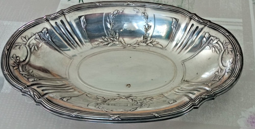 Corbeille plat métal argenté - corbeille,